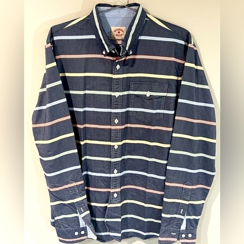 Men’s Large Brooks Brothers Red Fleece Structured Oxford Cotton Shirt Pocket